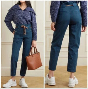 Veronica Beard Blue Pants Karter Straight Leg High Rise Pants Size 25